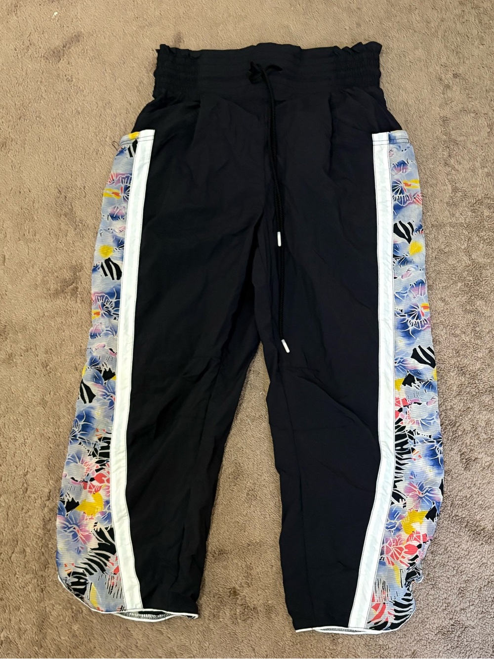 FP Movement by Free People Black Joggers with Floral Side Panels